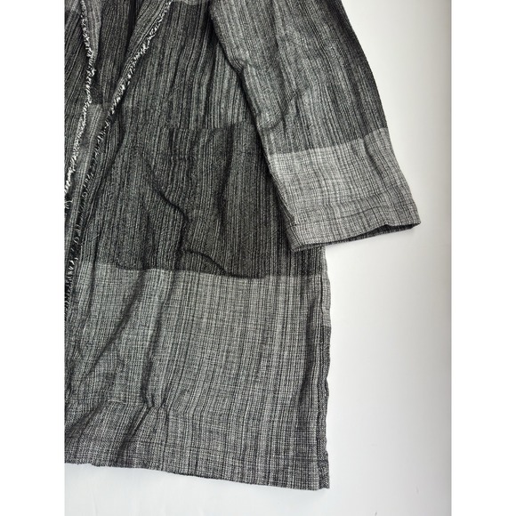 Eileen Fisher Hazy Blocks Organic Cotton Shawl Collar Jacket Sz L/XL Lagenlook - Picture 6 of 13